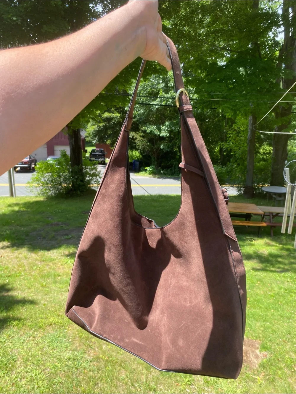 BCBG Generations Brown Suede Hobo Shoulder Bag - Picture 4 of 10